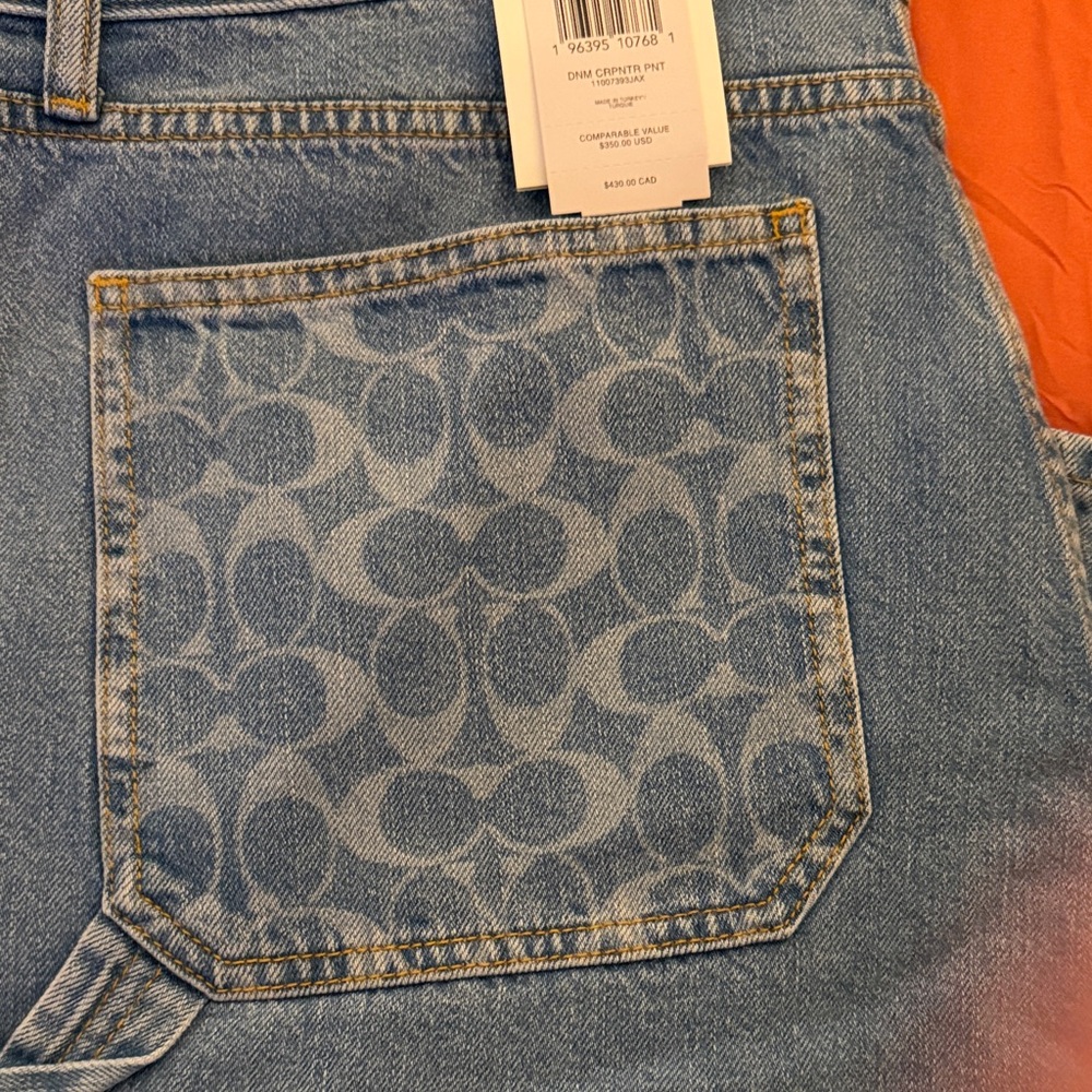 Coach Men's Light Blue Relaxed Fit Jeans with Signature Pocket - Picture 2 of 5